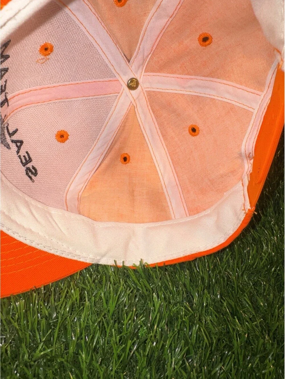 VTG Rare Blaze Orange Seal Ten 4 SnapBack Hat By Otto